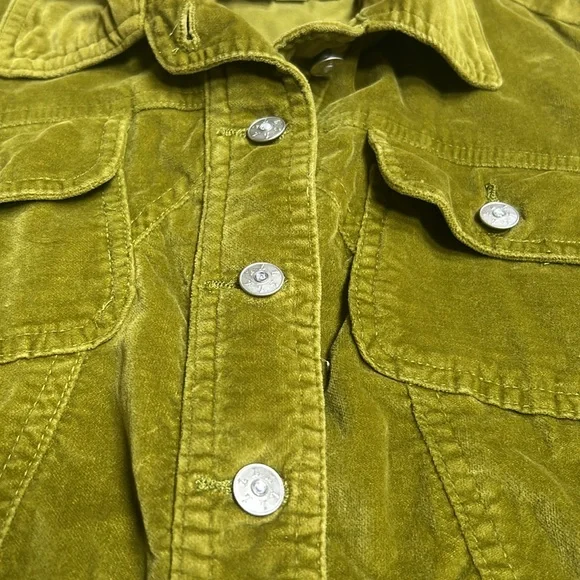 Live a Little Suede Jacket Womens M Button Front Green Fitted - Picture 7 of 9